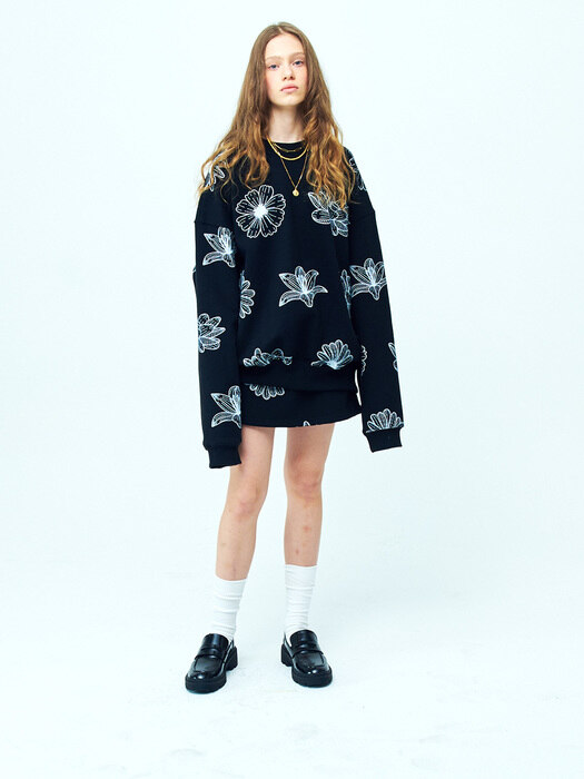 OVERSIZED SWEATSHIRT ALLFLOWERS BLACK