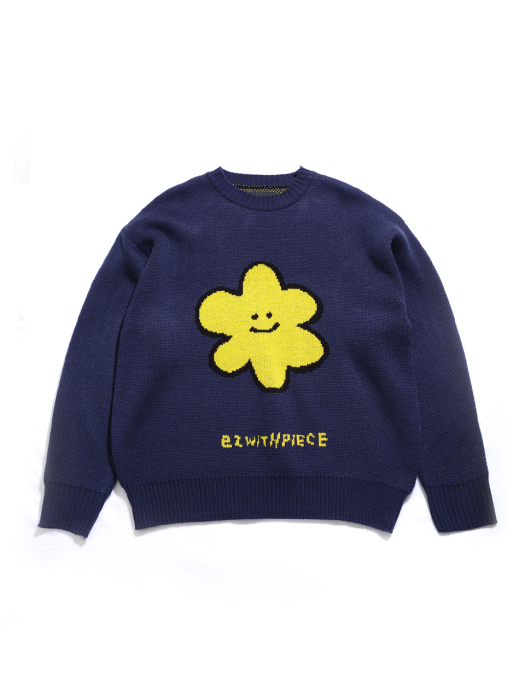 [EZwithPIECE] DAISY OV KNIT SWEATER (NAVY)