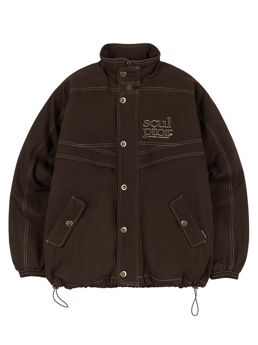 Contrast Stitch Work Jacket Dark Brown 