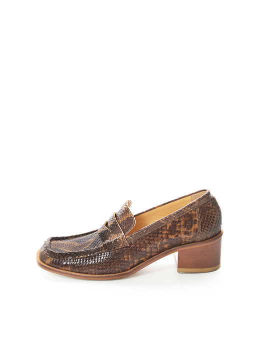 SQUARE TOE LOAFER, PYTHON BROWN