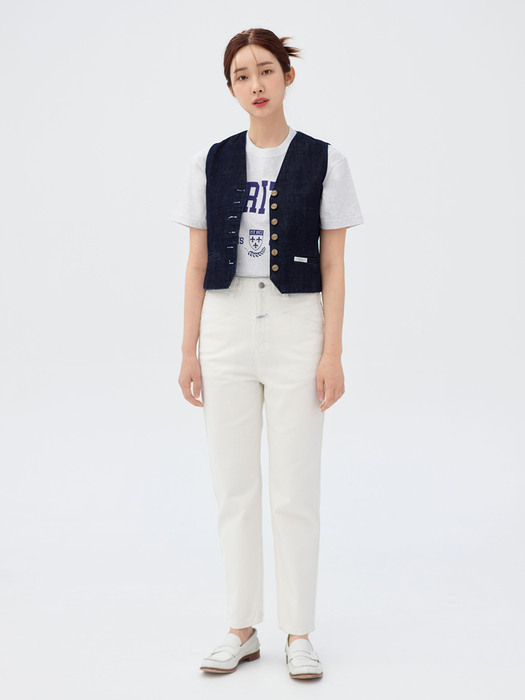 MARITHE X 차정원 W CROP X-DENIM PANTS off white