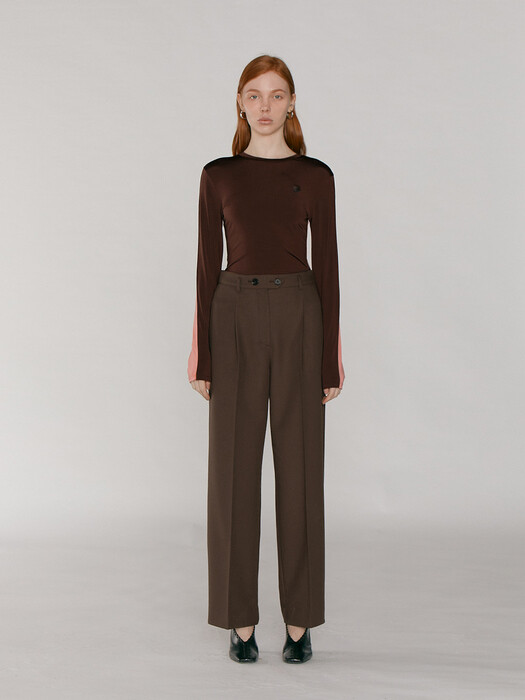 Double Button Trouser_Red Brown