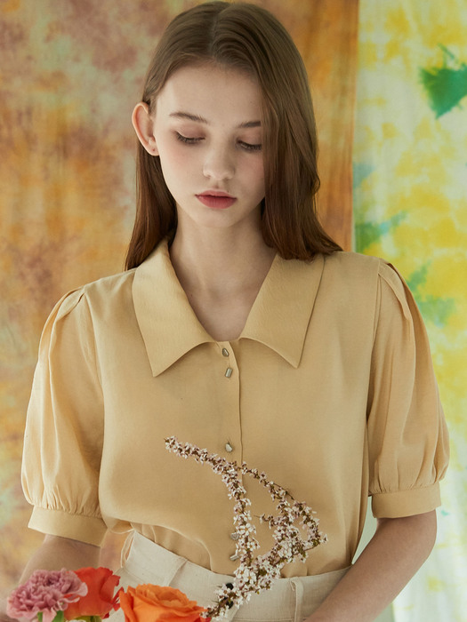 J730 heart button blouse (yellow)