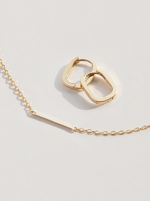 14k Gold Baguette Stick Bar Necklace (14k 골드) a14