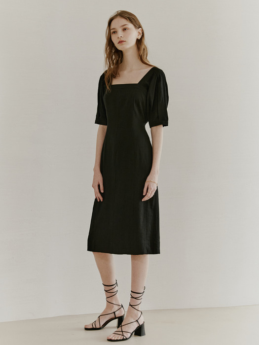 SQUARE NECK DRESS BLACK