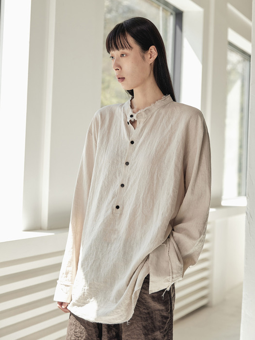 Unisex_Raw_cut_Gauze_shirt_be