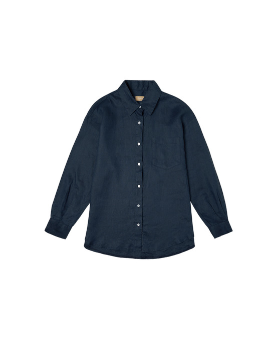 SI TP 5027 Oversized Linen Shirt_Dark navy