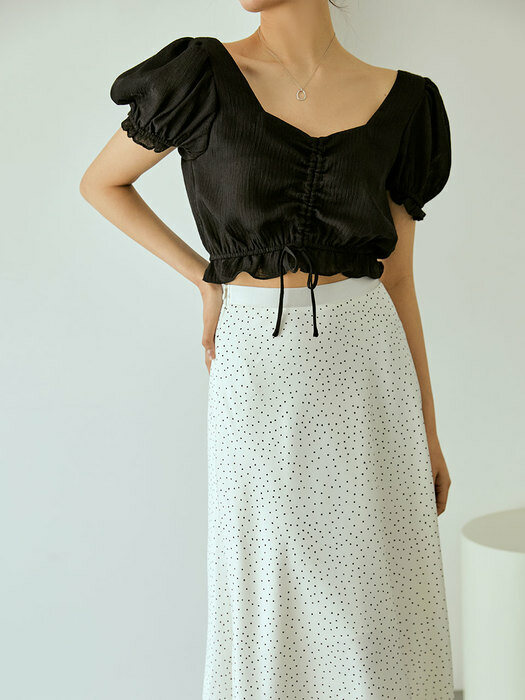 square shirring blouse(black)
