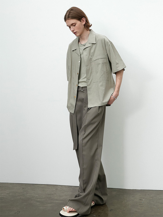 KHAIKIGREY tencel halfsleeve shirts jacket(NJ302)