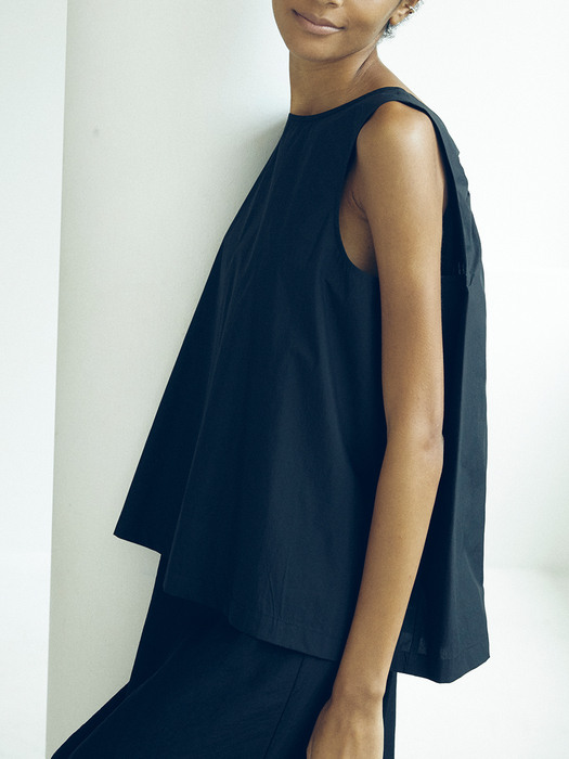 Crispy shirring blouse / Black