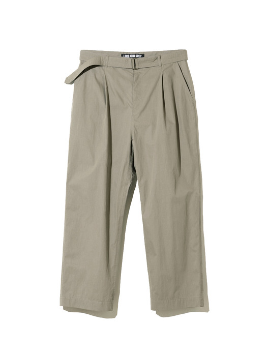 belted wide cotton pants grey beige