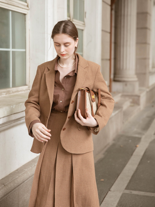 LEONIE check jacket_brown