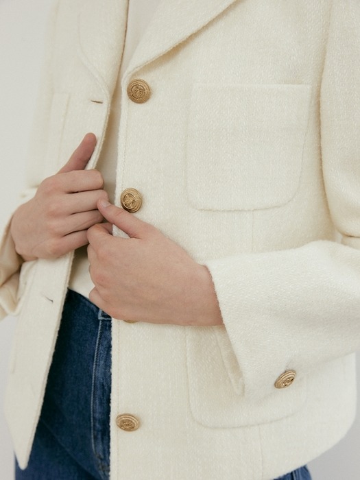 tailored tweed jacket (cream)