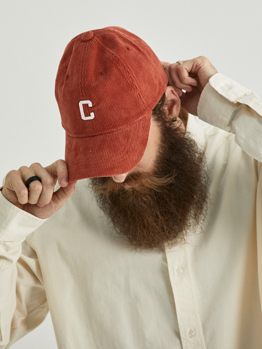 CB CORDUROY LOGO BALL CAP (ORANGE)