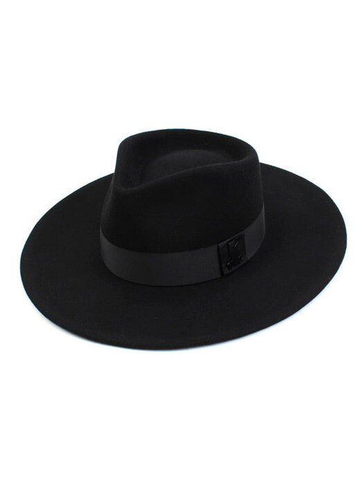 V Black Long Wool Fedora 울페도라