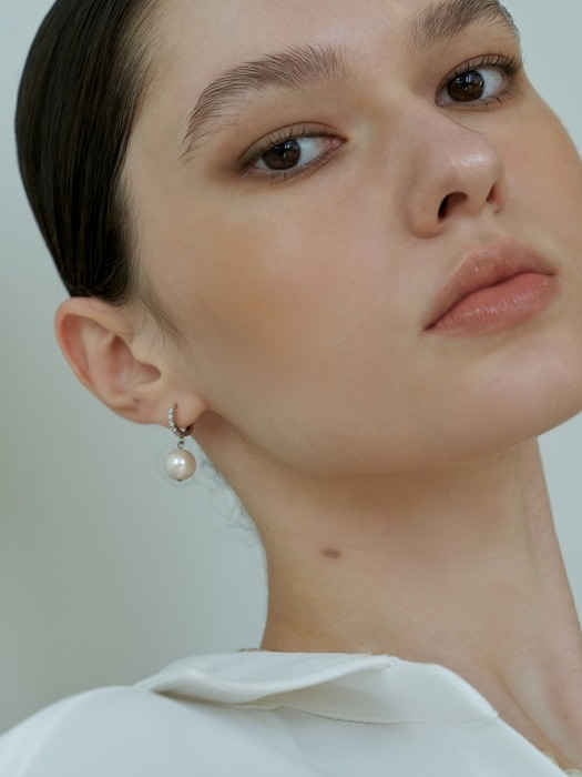 Pearl drop Cubic Ring Earrings