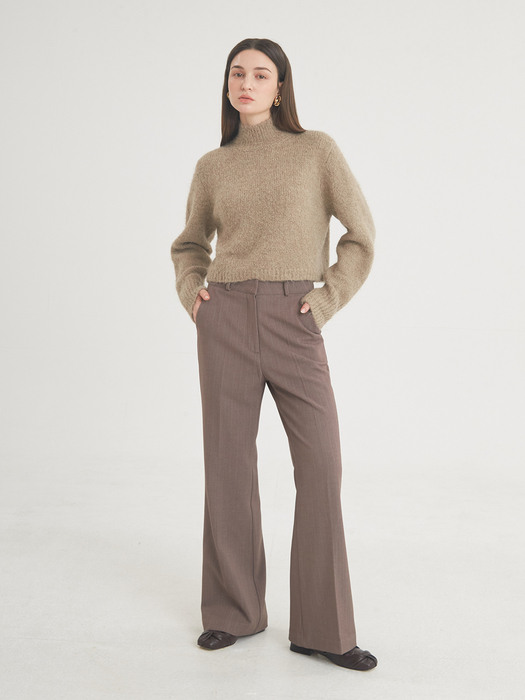 Wool Stripe Flare Pants (Brown)