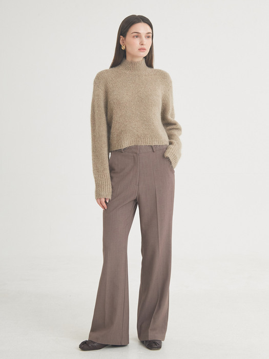 Wool Stripe Flare Pants (Brown)