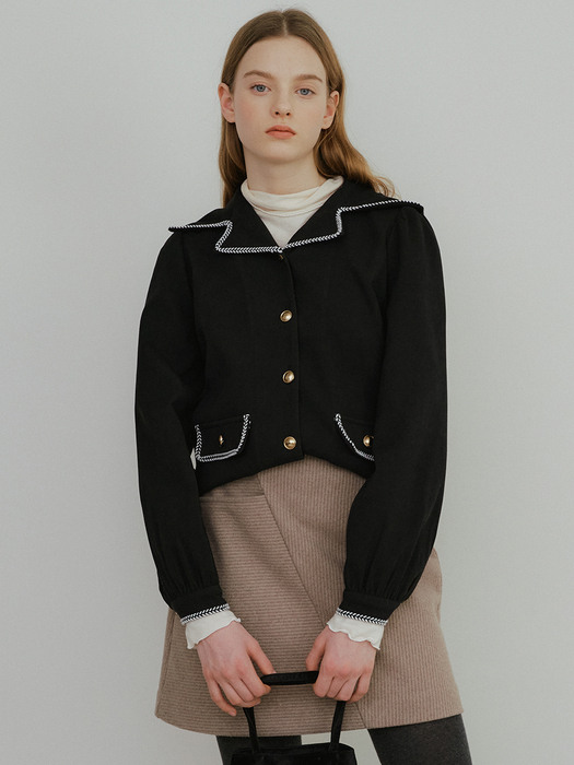 monts 1421 sailor collar embroidery blouse (black)