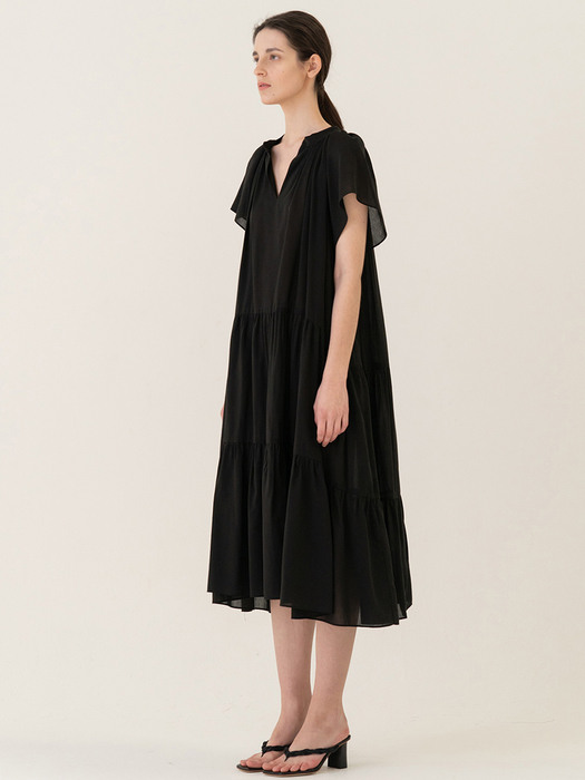SS22 Soft Tiered Dress Black