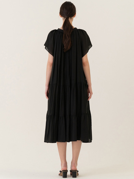 SS22 Soft Tiered Dress Black