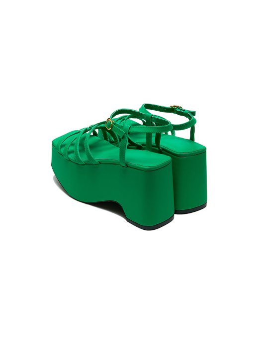 UMBRE Logo Strap Platform Sandals - Green