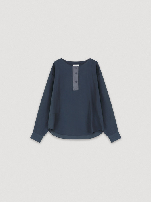 round blouse (stone blue)
