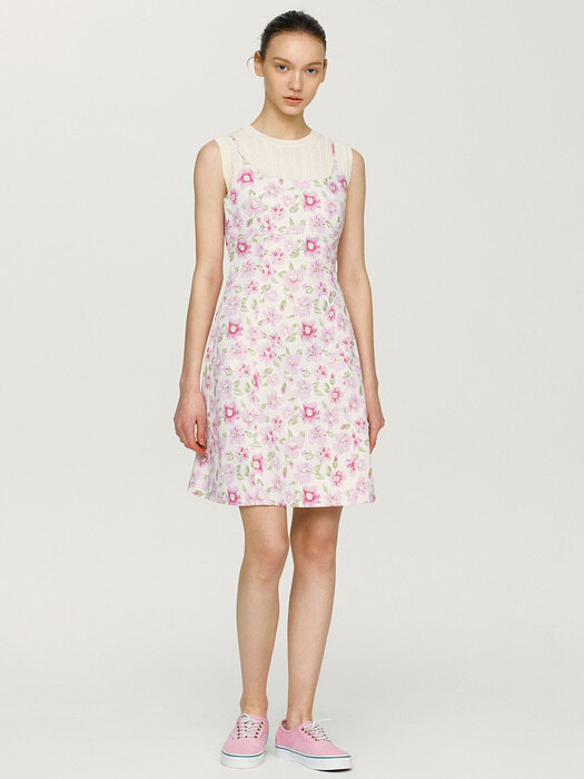 [N]MONSARRAT Sleeveless mini dress (Pink flower)