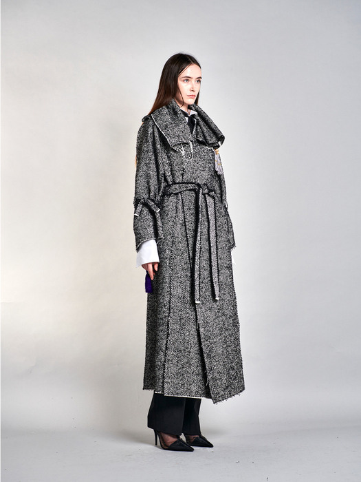  Long HB Robe Coat | 롱 헤링본 로브 코트