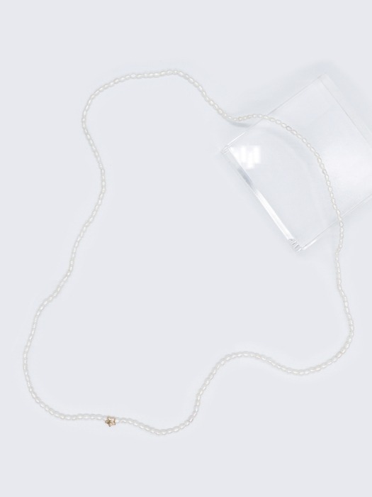 Mini water pearl long Necklace 미니 쌀알 3mm 담수진주 롱 목걸이