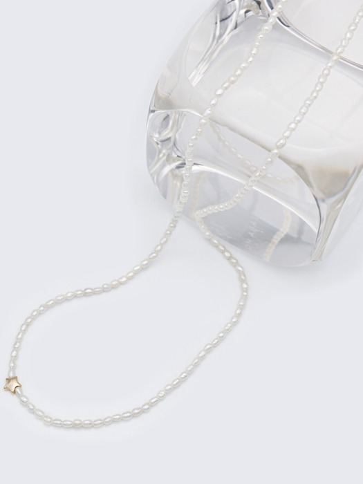 Mini water pearl long Necklace 미니 쌀알 3mm 담수진주 롱 목걸이