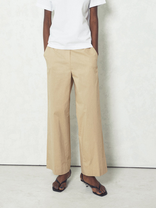 STRAIGHT CROP PANTS_DARK BEIGE