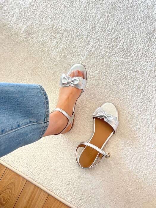 Blair Ribbon Sandals - Silver