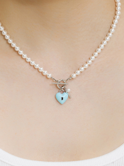 [단독]Heart Locks and Keys Pearl Necklace NZ2005