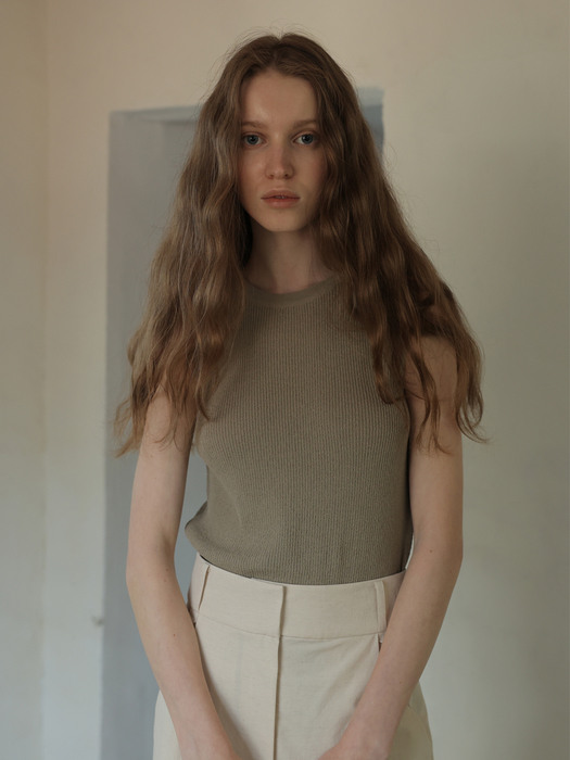 ribbed knit top (vintage khaki)