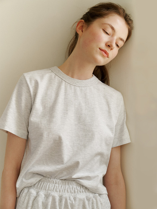 Solid Crop T-shirt (L melange Gray)