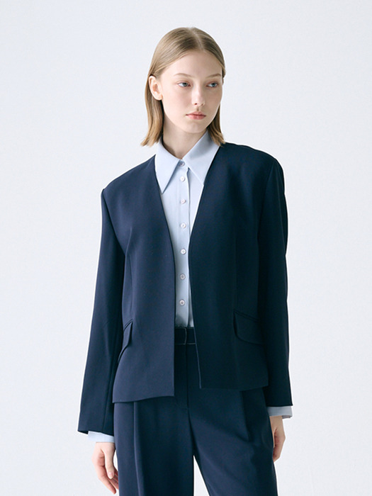 [Drama Signature] Collarless Tailored Blazer_3color