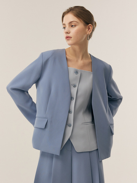 [Drama Signature] Collarless Tailored Blazer_3color