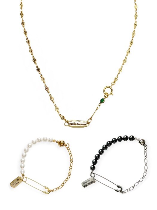 [2SET][단독]Safety Mixed Pearl Bracelet (2color)+Green star necklace (2color)
