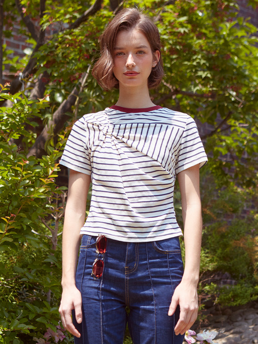 Twisted Stripe T-shirt (NAVY)