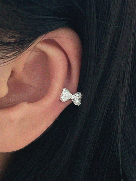 silver925 cubic ribbon earring
