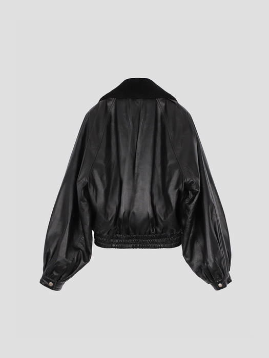 Studio Blouson Leather Jumper - Black