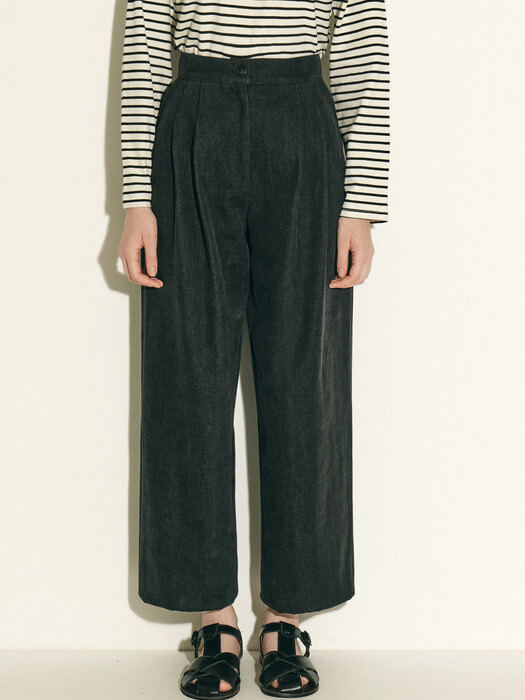 4-tuck cropped wide denim pants_ash black