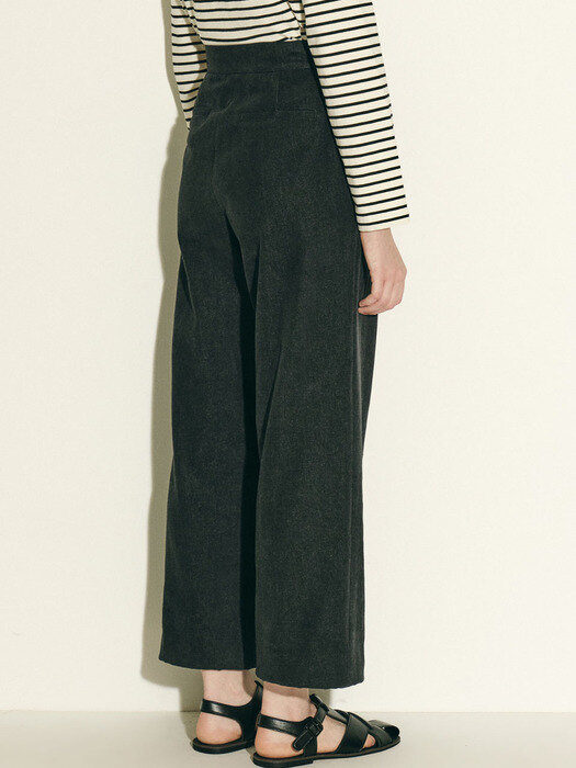 4-tuck cropped wide denim pants_ash black