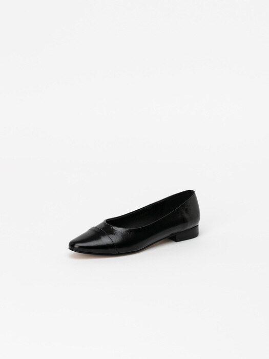 Belcanto Toe cap Flat Shoes in Wrinkled Black Box