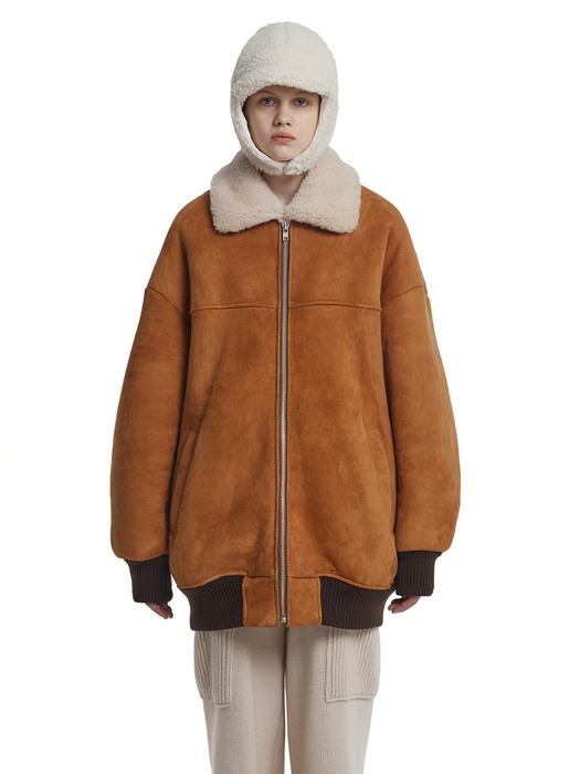 Shearling Bomber Jacket_Brown