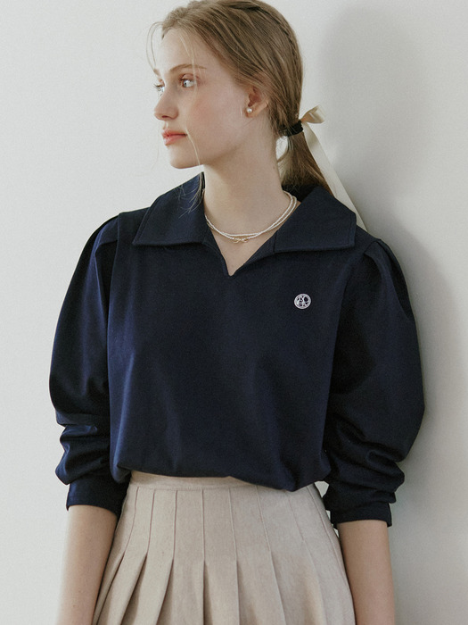 Emblem Logo Collar T-shirt - Navy