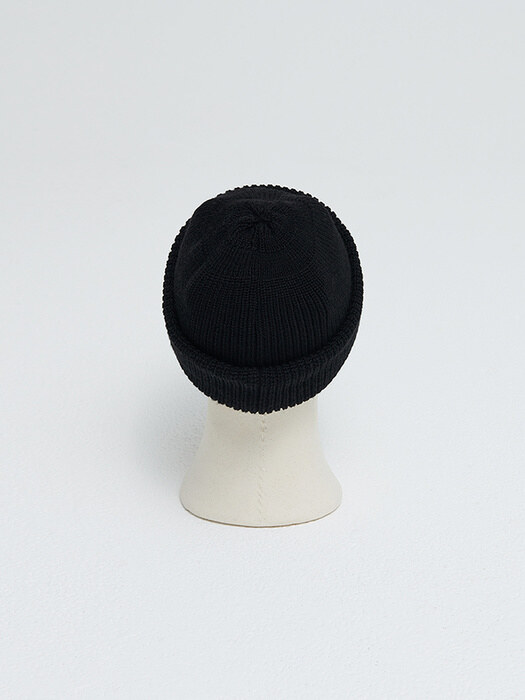Double Fold Wool Stickcap Black