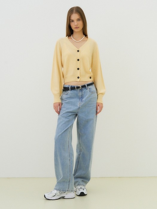 Cashmere crop cardigan (yellow)