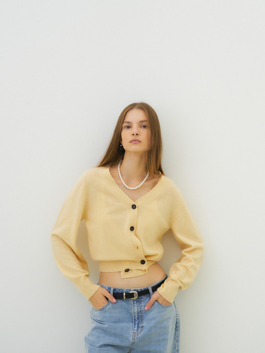 Cashmere crop cardigan (yellow)